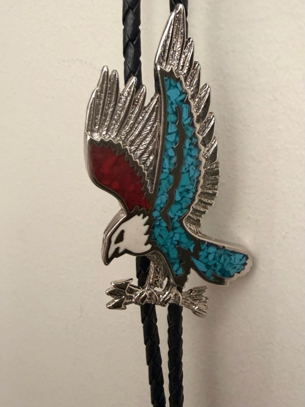 Vintage Eagle Bolo Turquoise and Coral